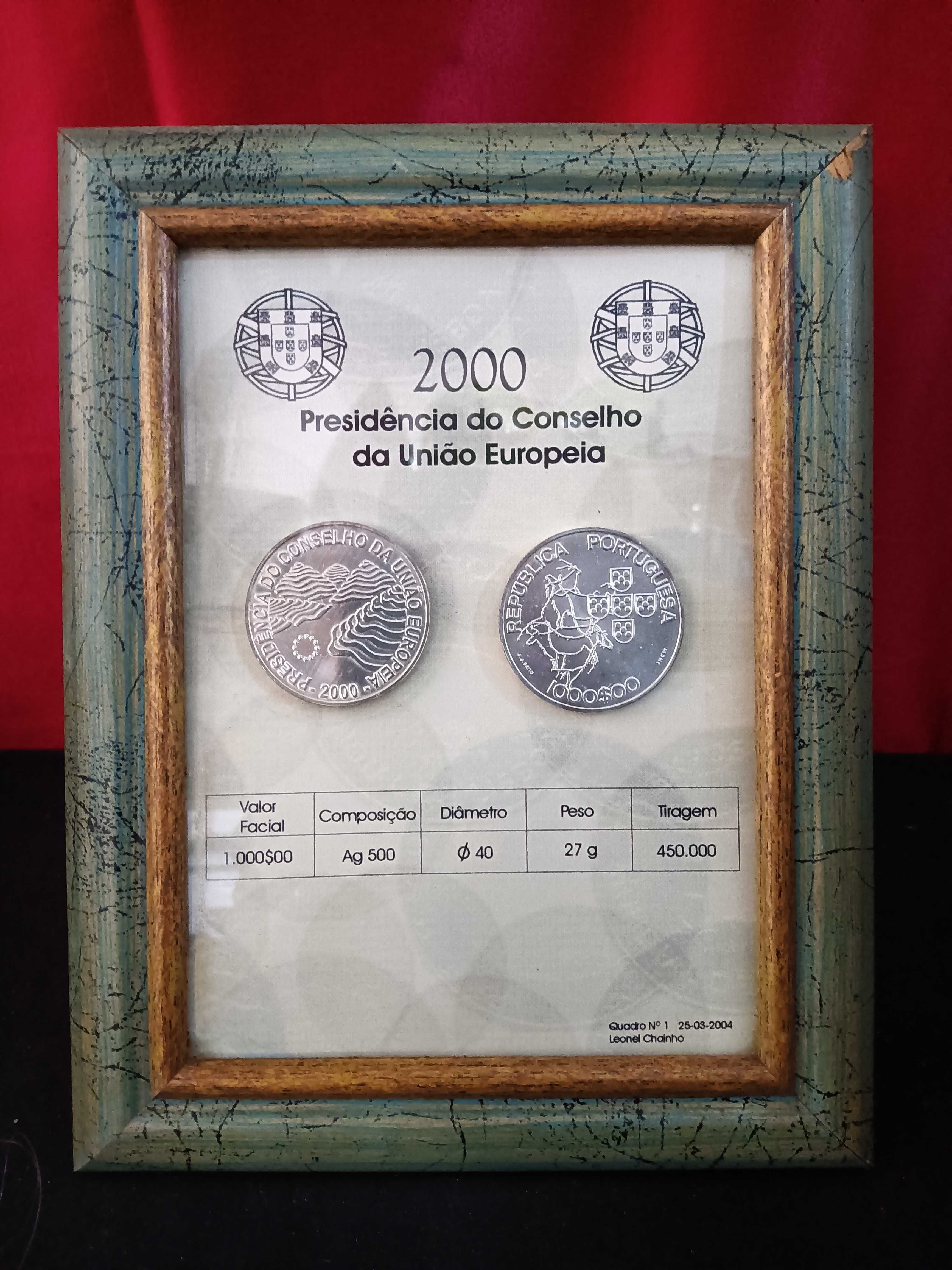 moedas 1000 escudos emolduradas 10 unidades