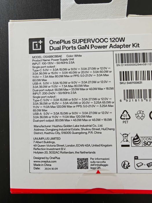 OnePlus SUPERVOOC 120W Dual-port ładowarka sieciowa