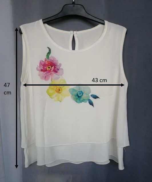 Blusa sem manga com estampa flores (12 anos) - PORTES GRÁTIS