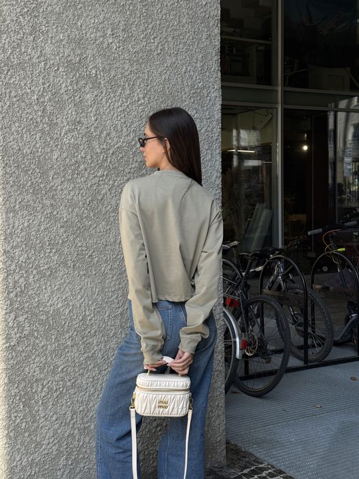 Лонгслів Miu Miu Long Sleeve Crop T-Shirt Green