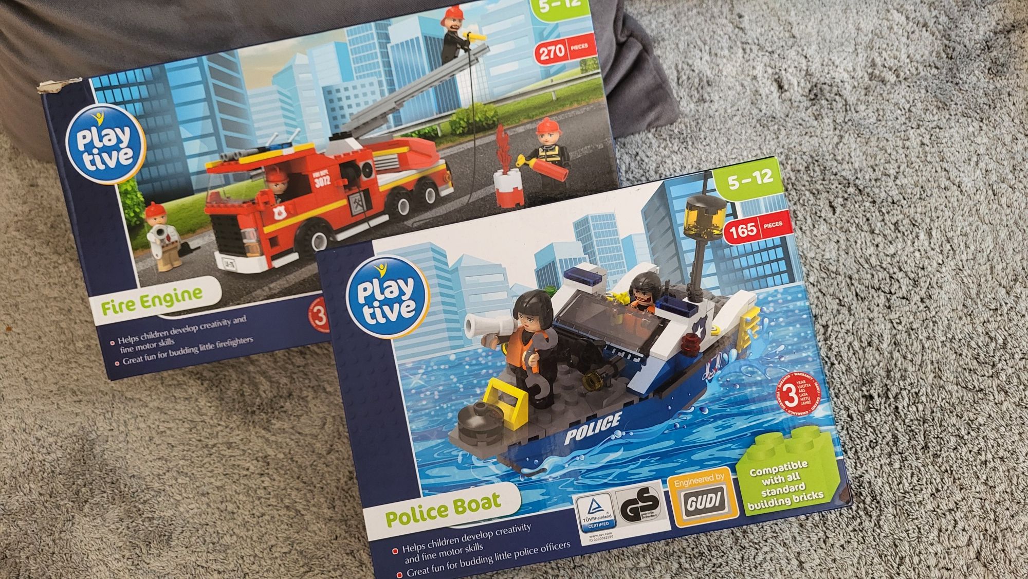 Klocki Gudi Play tive łódź policyjna wóz strażacki