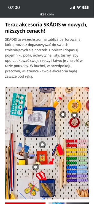 Spinacze Ikea do tablic Skådis, 10 sztuk