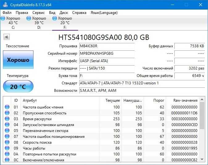 Жесткий диск Hitachi 80GB 5400rpm 8MB HTS541080G9SA00 2.5 SATA