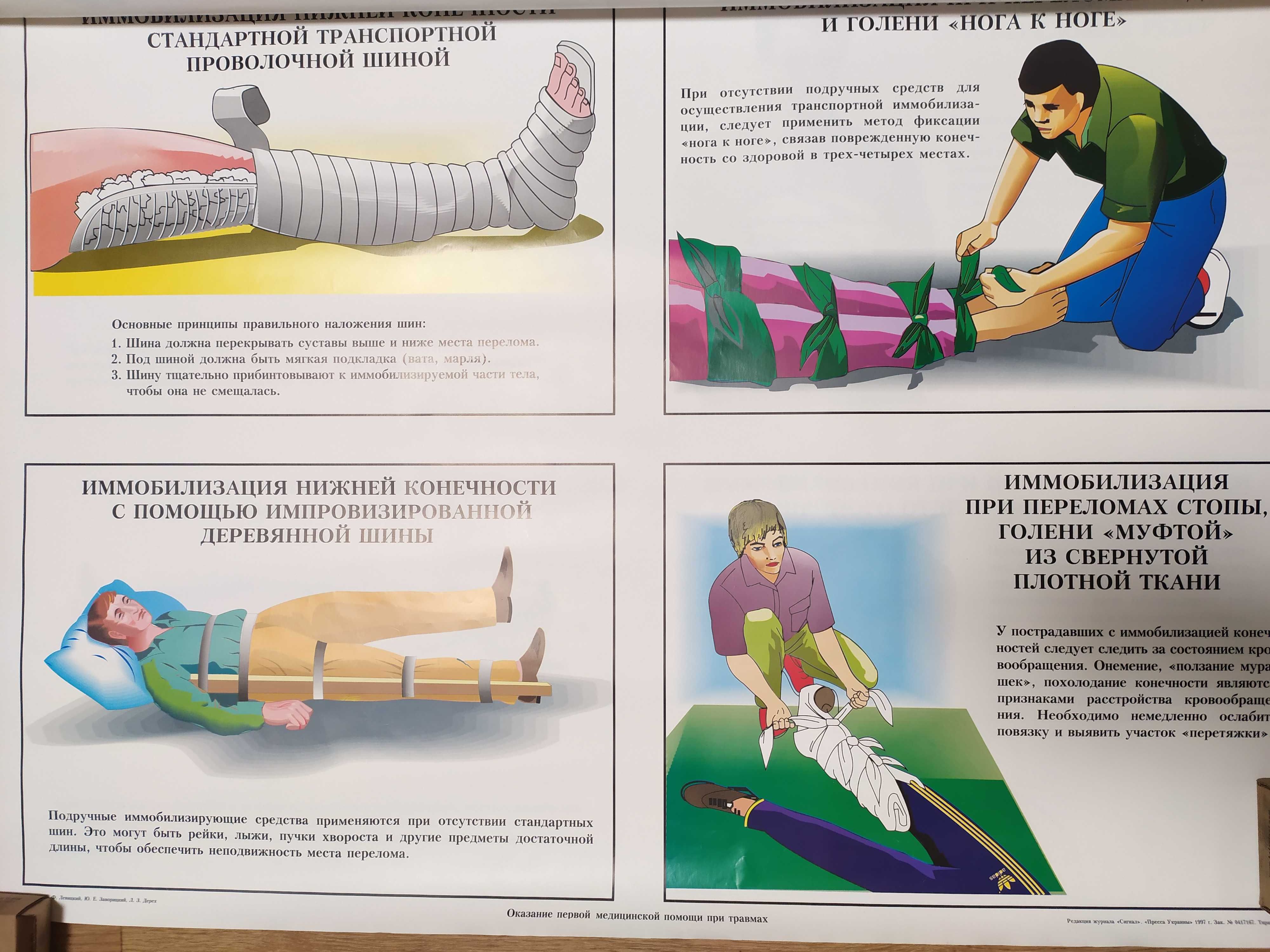 Плакаты "Первая медицинская помощь при травмах"