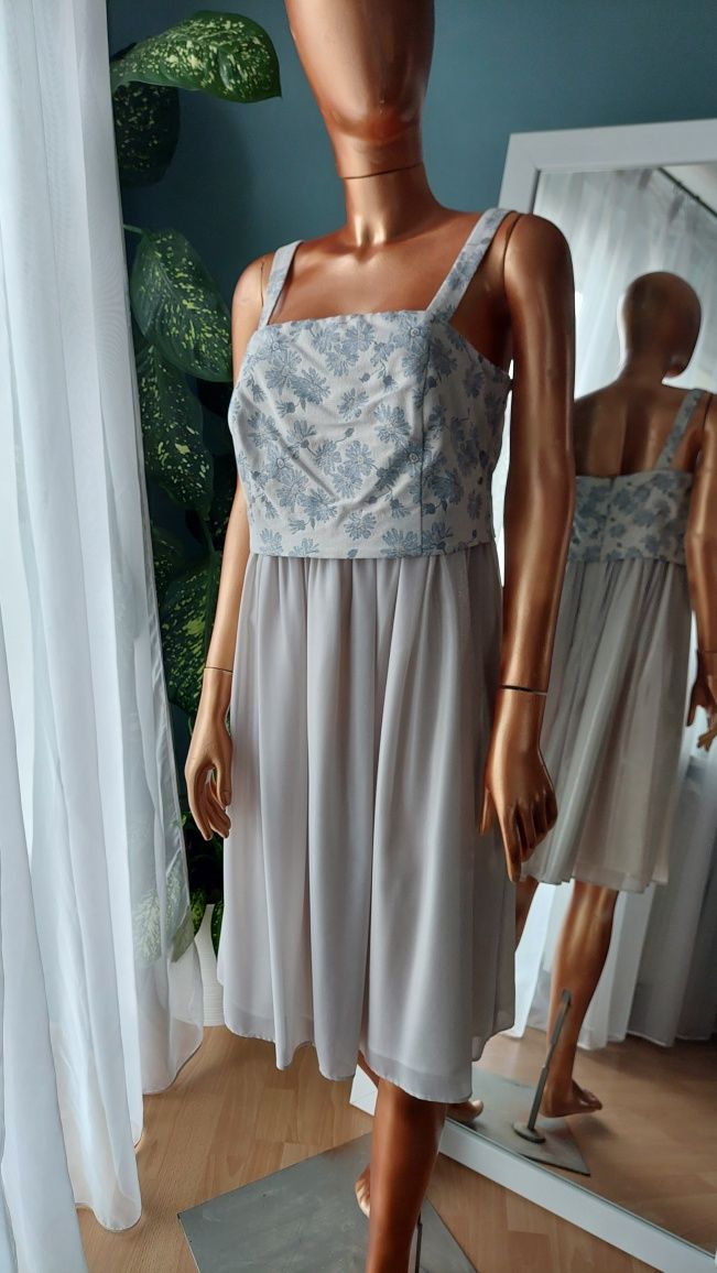 Sukienka weselna letnie koktajlowa imprezowa 40 solar