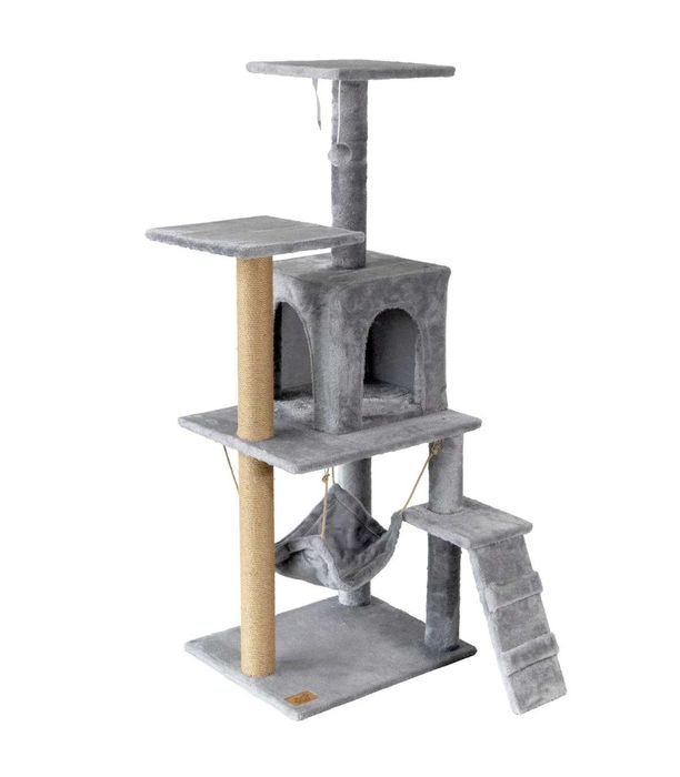 Когтеточка домик висока 125 см сіра • для кота • кігтеточка