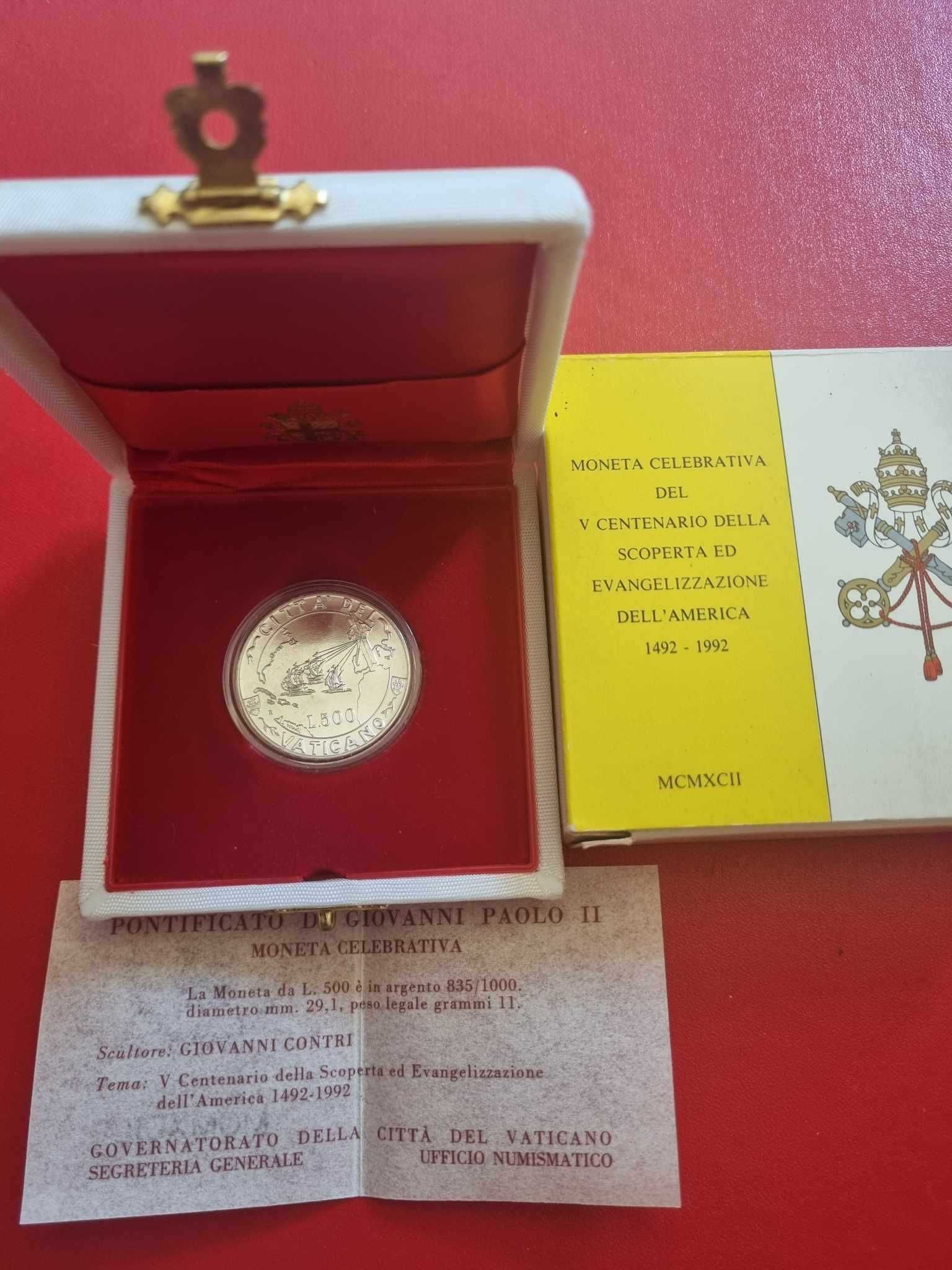 Watykan 500 Lirów 1992 Jan Paweł II Srebro