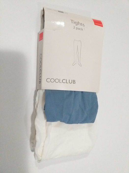 Rajstopy rajstopki 116-122 Cool Club Smyk białe serca ciemny niebieski