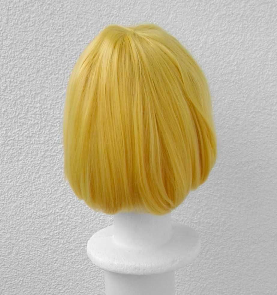 He-man Heman Krótka żółta bob peruka z prostą grzywką cosplay wig