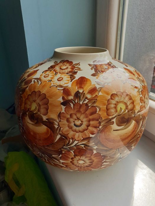 wazon OGROMNY ceramika Koło ręcznie malowana lata 70.