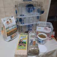 Hamster com kit completo e gaiola pequena de oferta