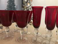 10 Copos de cristal ruby da  loja gato preto ( flutes e de vinho)