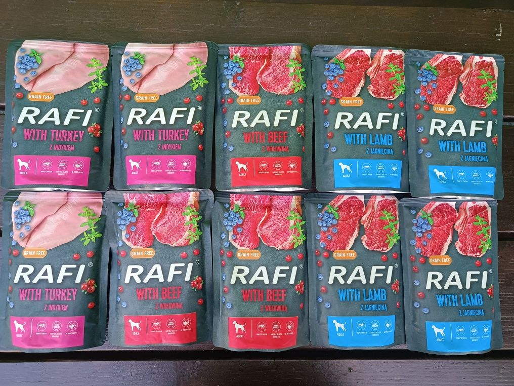 10 sztuk karmy dla psa Rafi Dolina Noteci 300g mix smaków