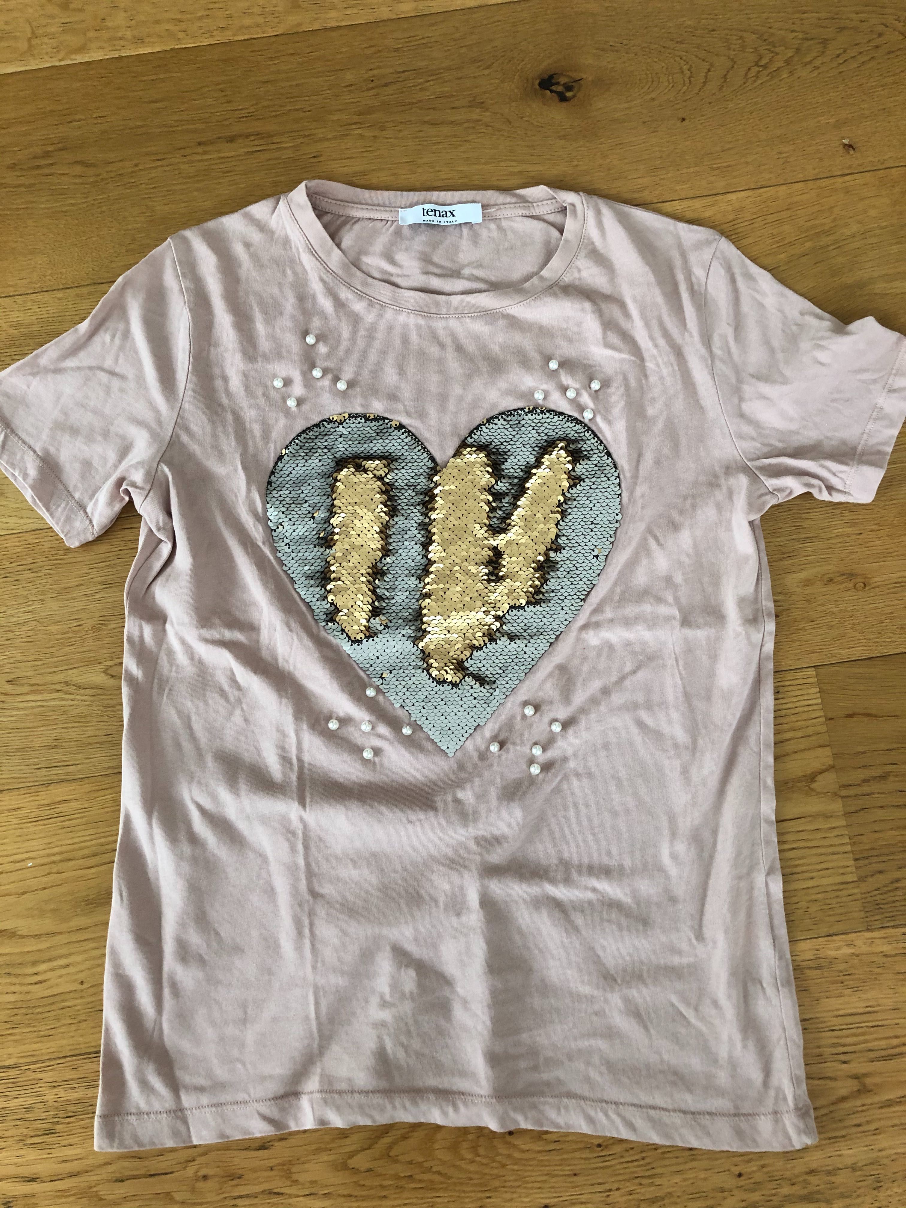 TENAX włoski t-shirt damski różowy cekiny rozm S/M