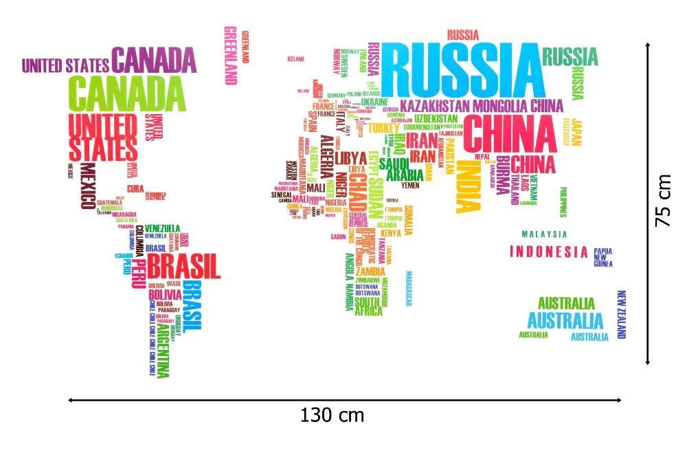 Naklejki ścienne na ścianę Mapa Swiata WS-0192