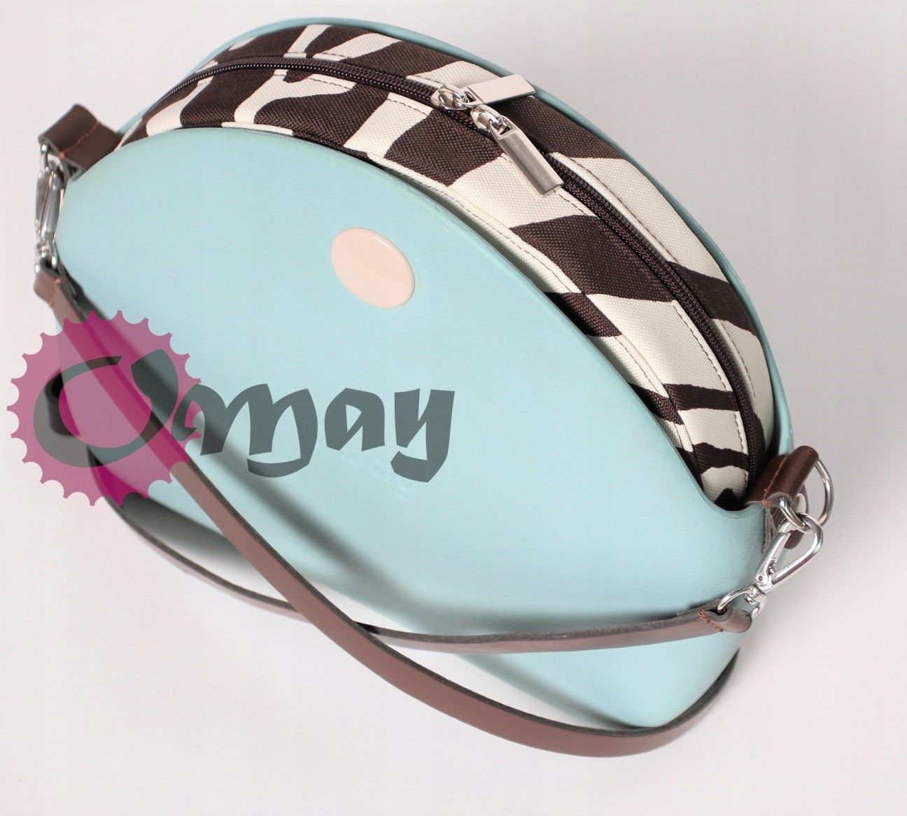 Brązowy organizer do OBAG MOON LIGHT zebra beż 2 kieszenie wkład OMAY