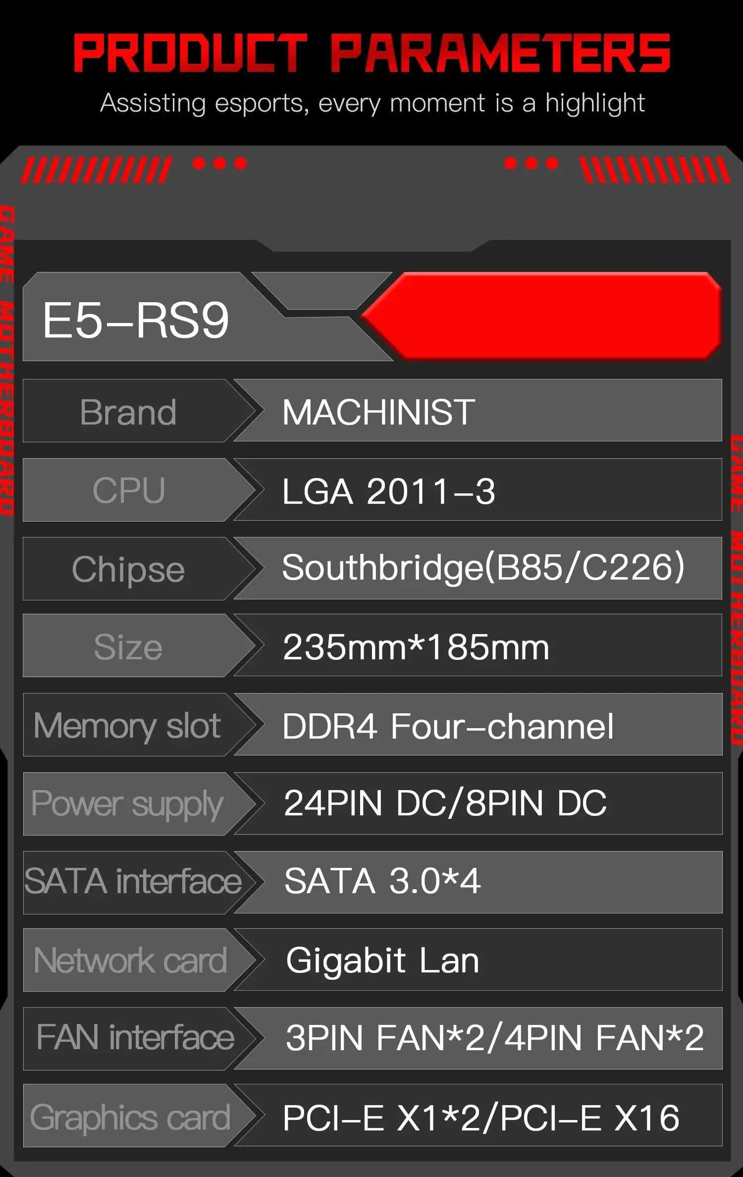 Motherboard Machinist E5 RS9 LGA 2011-3