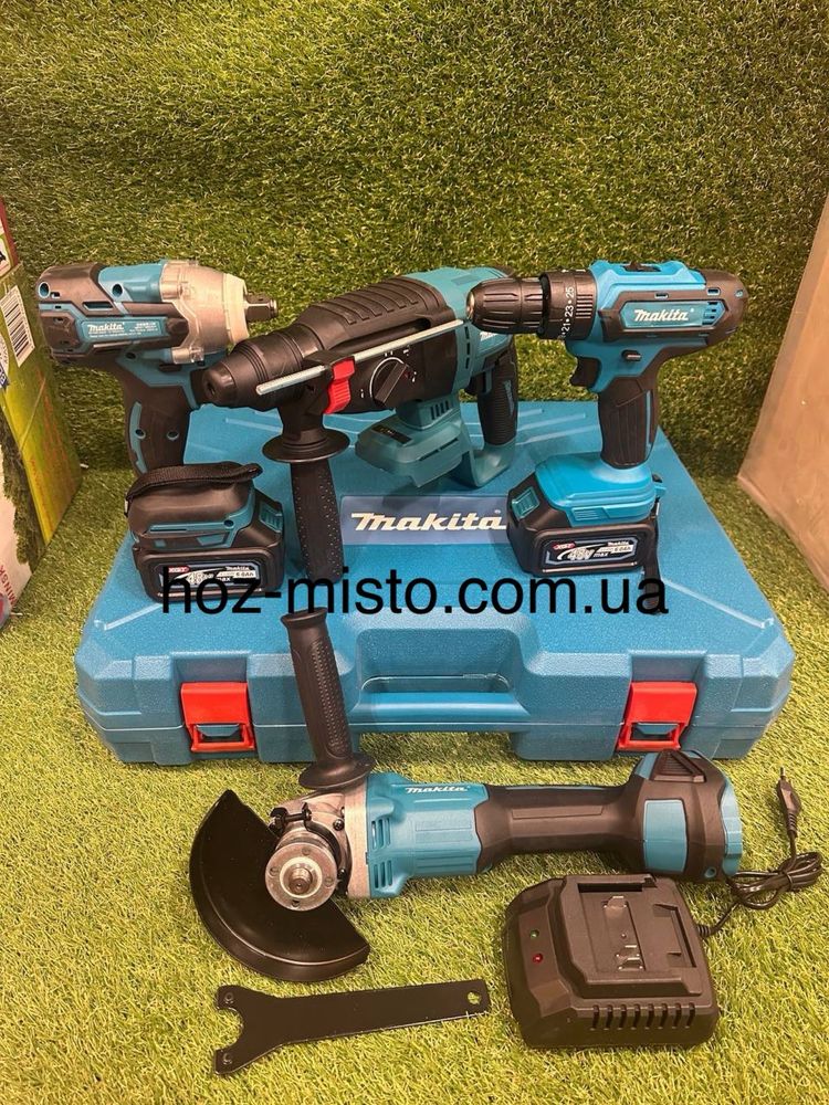 Набір 4в1 Makita 48V АКБ 2 шт Шурупокрут+Болгарка+Перфоратор+Гайковерт