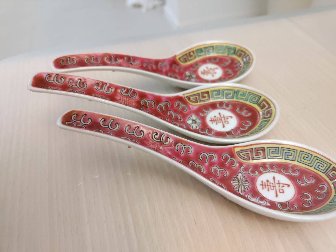 Trzy oryginalne łyżki vintage Chiny
