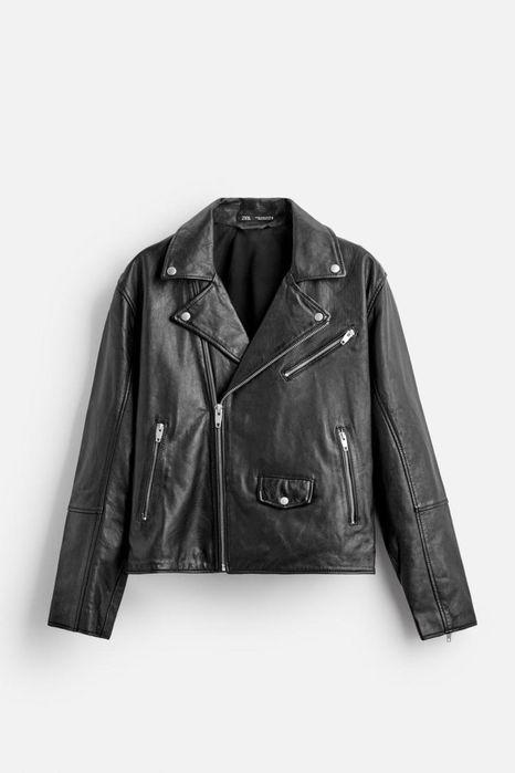 Шкіряна куртка Zara, ідеальний оверсайз для дівчат. Розмір М.