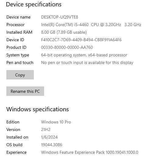 Komputer Windows 10 PRO, Intel Core i5 3.20 Ghz, 8GB