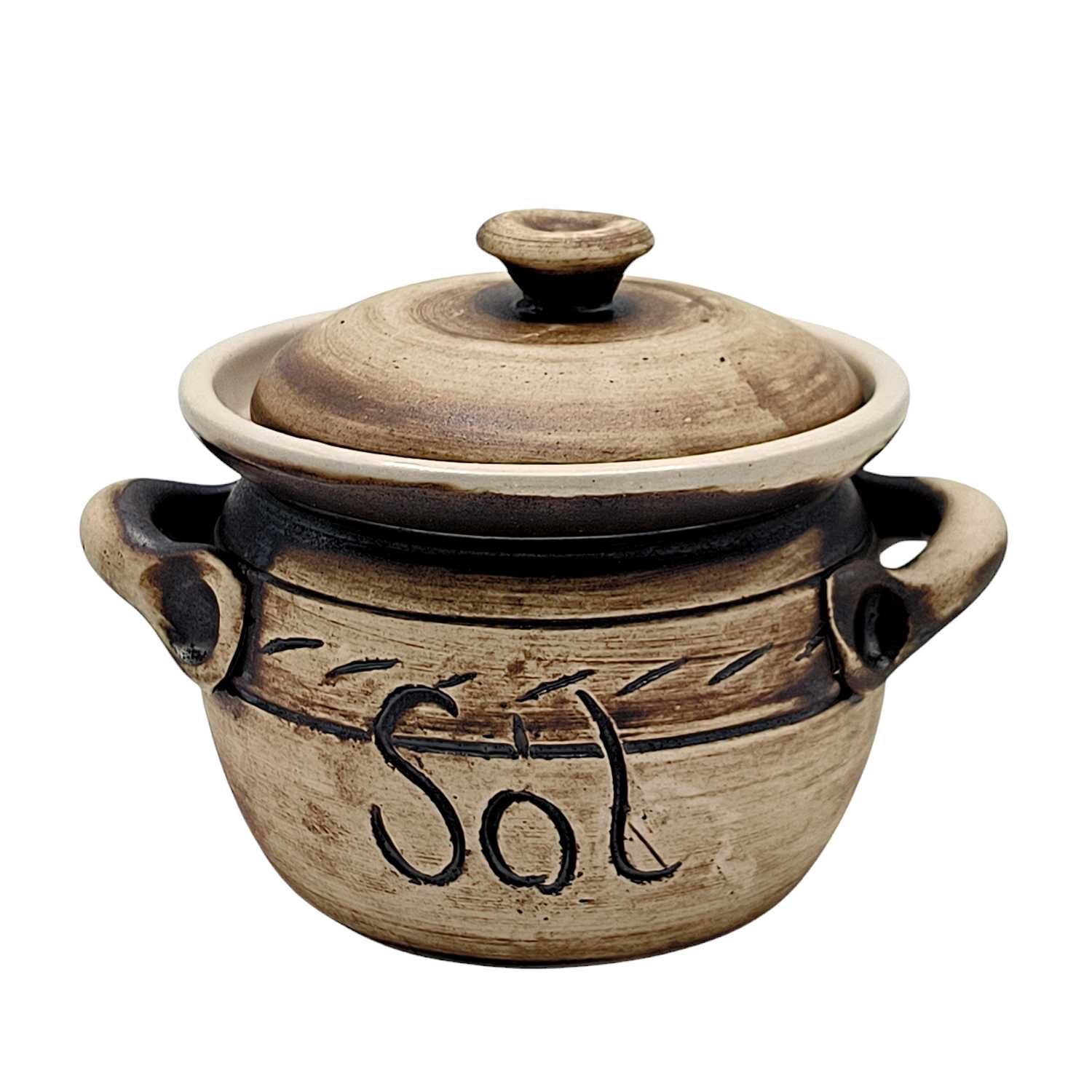 Gliniany Pojemnik na Sól 600 ml Ceramiczny Pojemnik Na Sól Solniczka