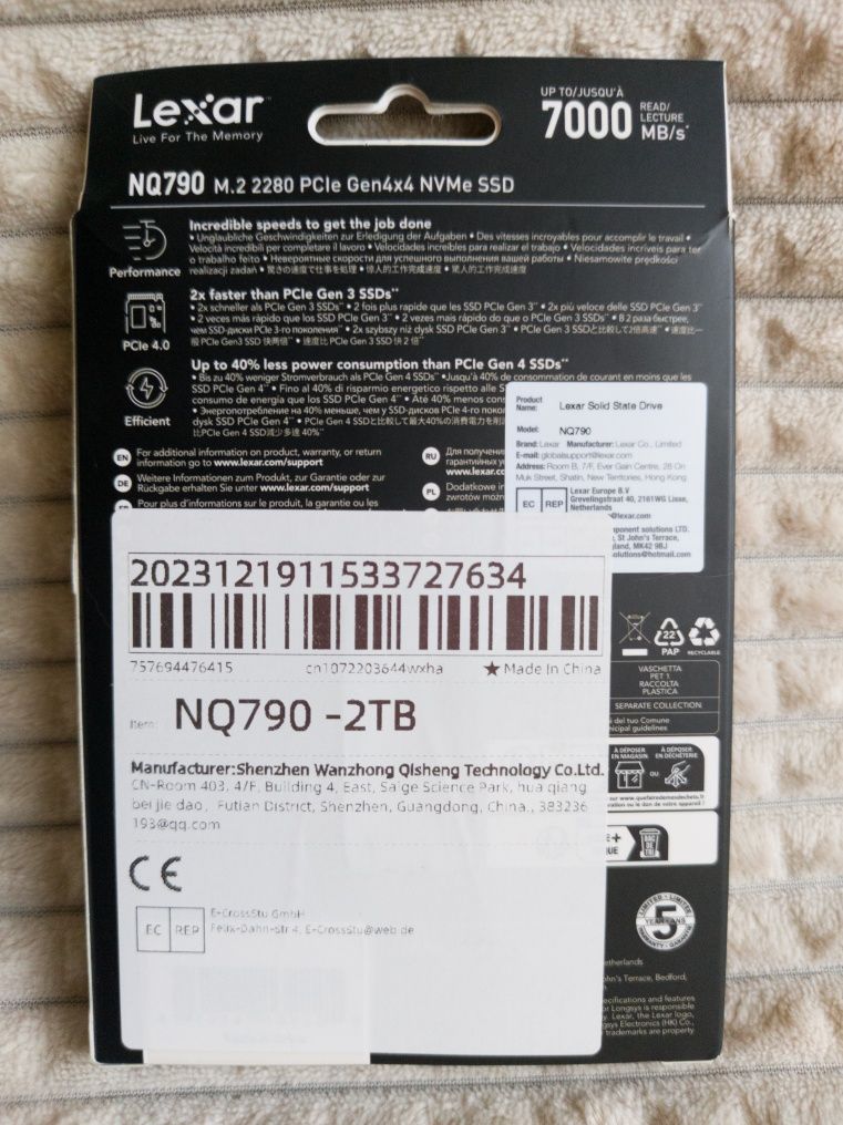 SSD NVMe Lexar NQ790 2TB M2 PCle4.0x4 2280 диск
×42280