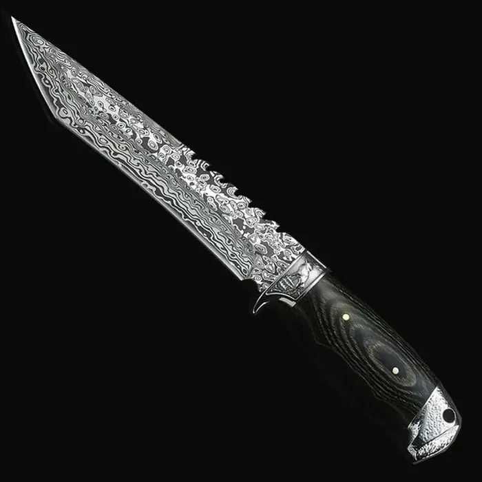 Nóż FINKA Myśliwski DAMAST Crystal TANTO kabura Malezjski DĄB