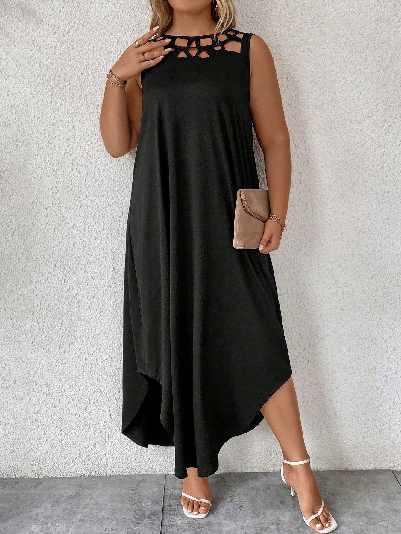 Sukienka Maxi Asymetryczna Czarna Casual Plus Shein Xl 42