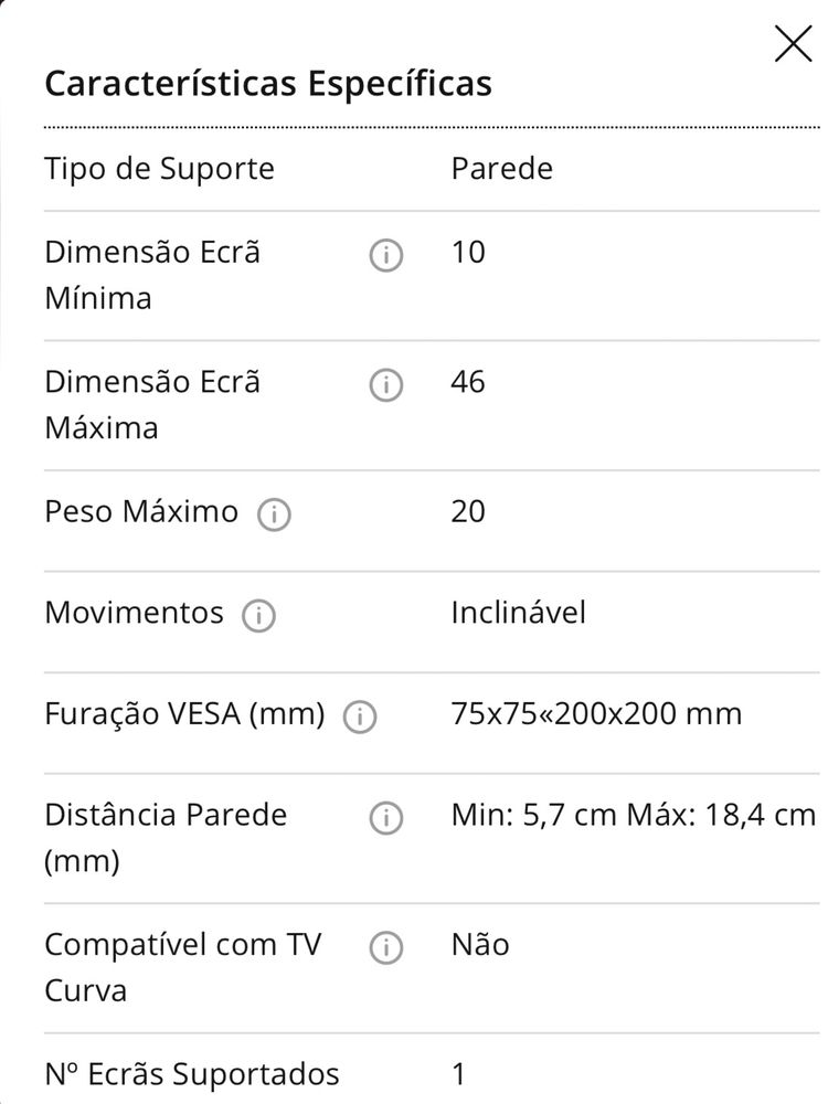 Suporte TV Articulado Até 46”/20Kg