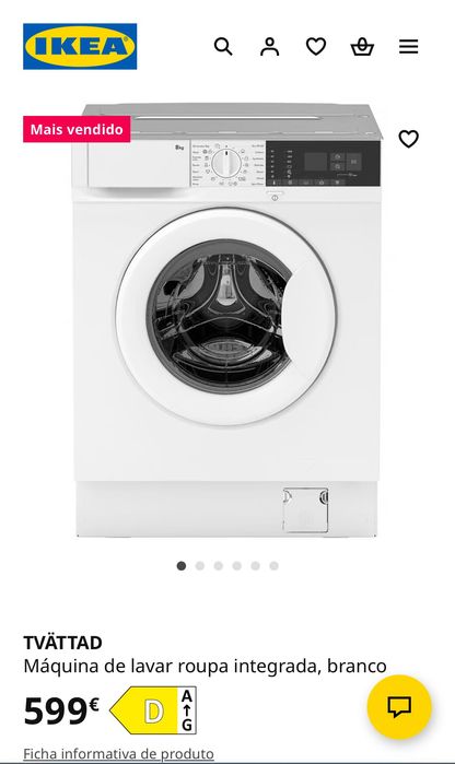 TVÄTTAD
Máquina de lavar roupa integrada, branco