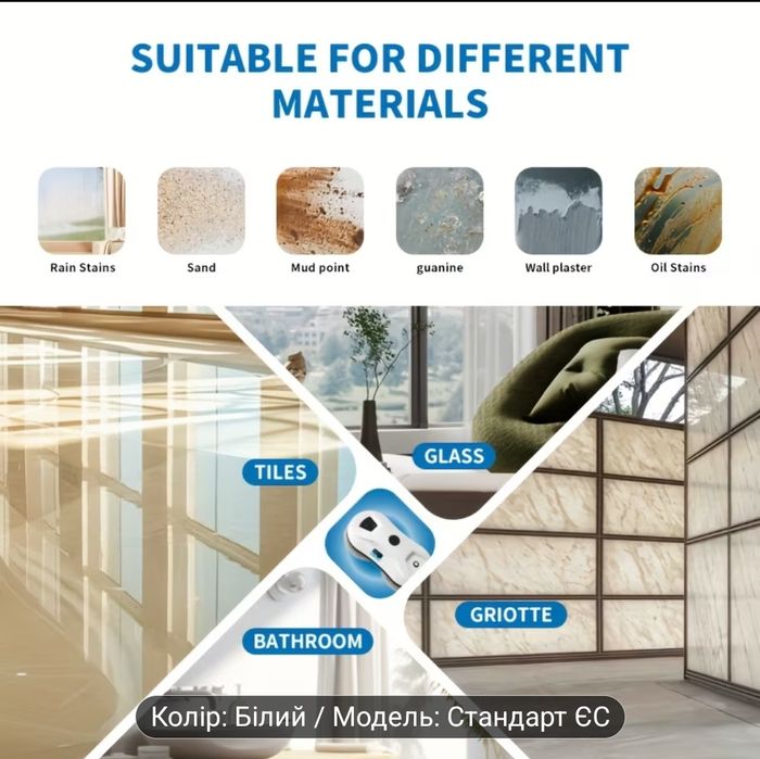 Робот для миття вікон з електричним розпилювачем води