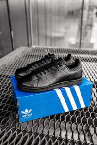 Кроссовки Adidas Stan Smith Full Black leather кожа