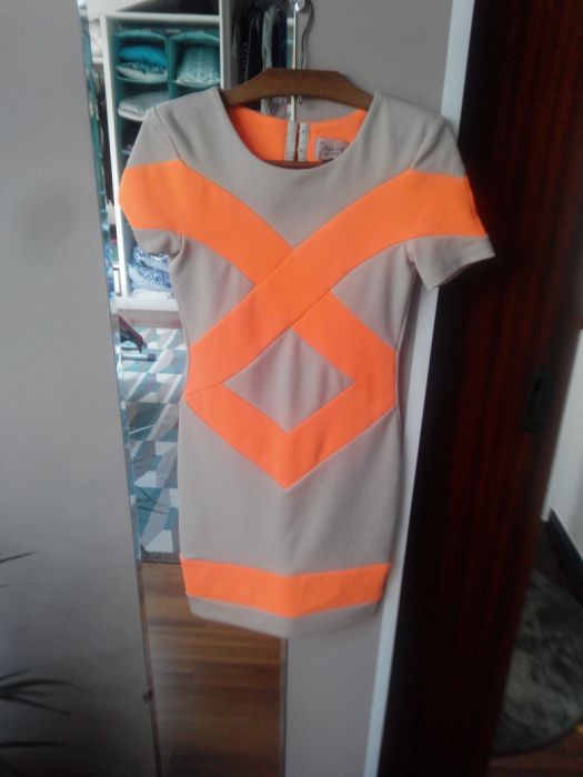 Vestido top shop laranja neon