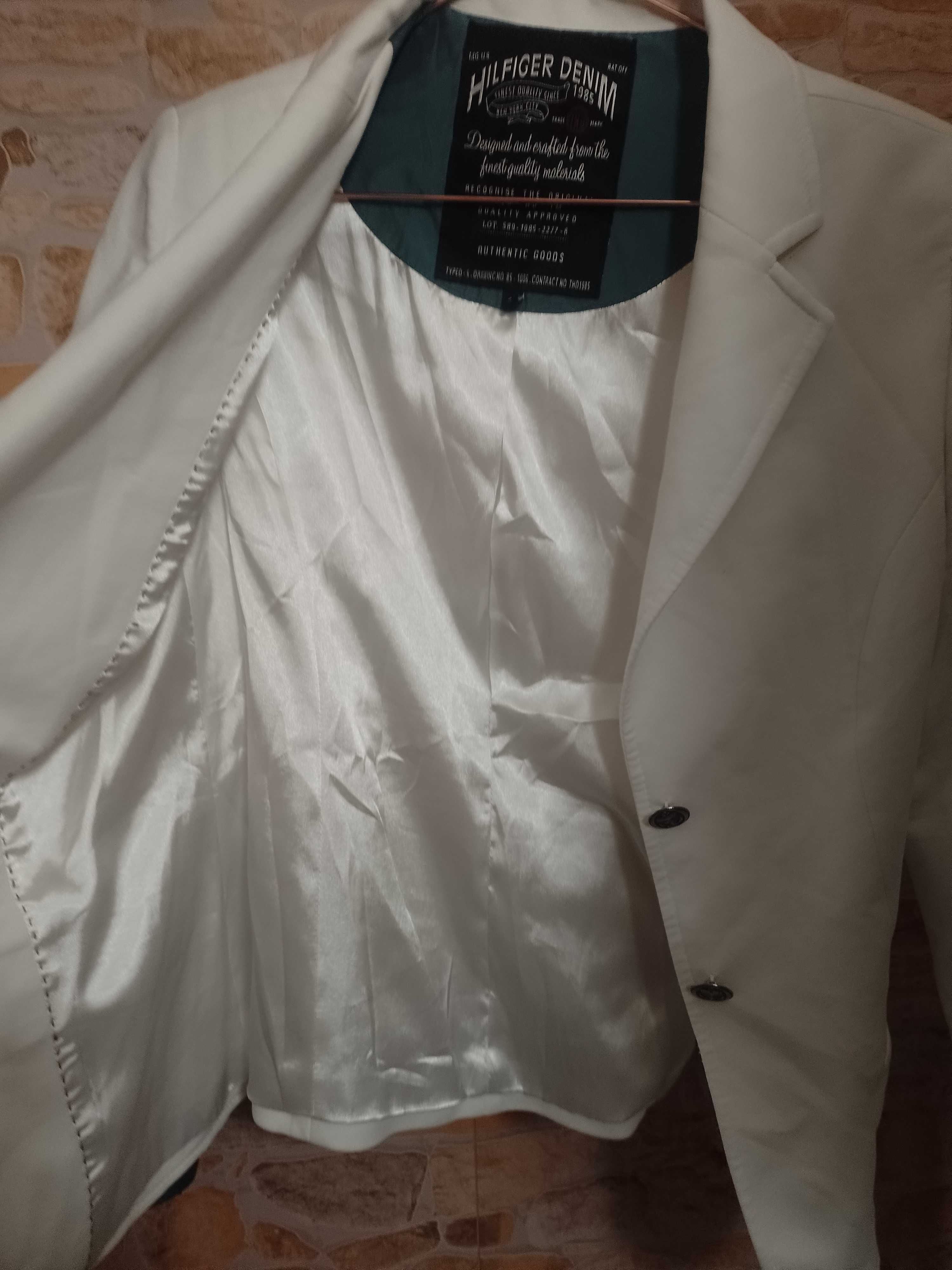 (36/S) Tommy Hilfiger/ Biała Marynarka z.mankietami z Londynu