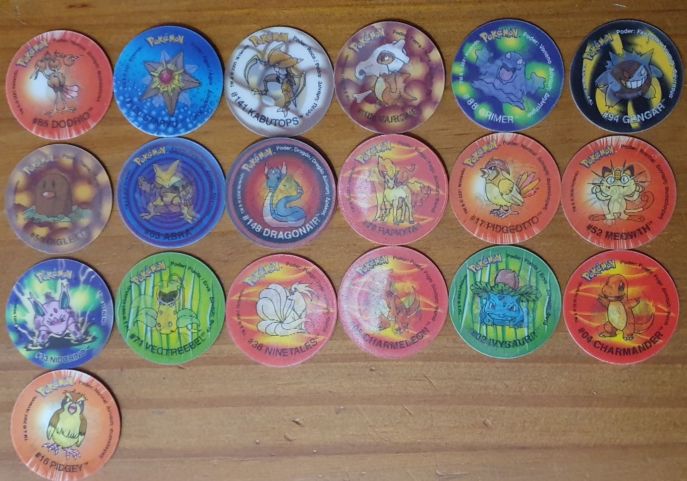 Pokémon Tazos. 1, 2, 3, evolutazos e voa tazos, matutazos