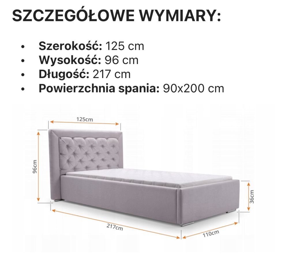 Łóżko tapicerowane Madera 90x200