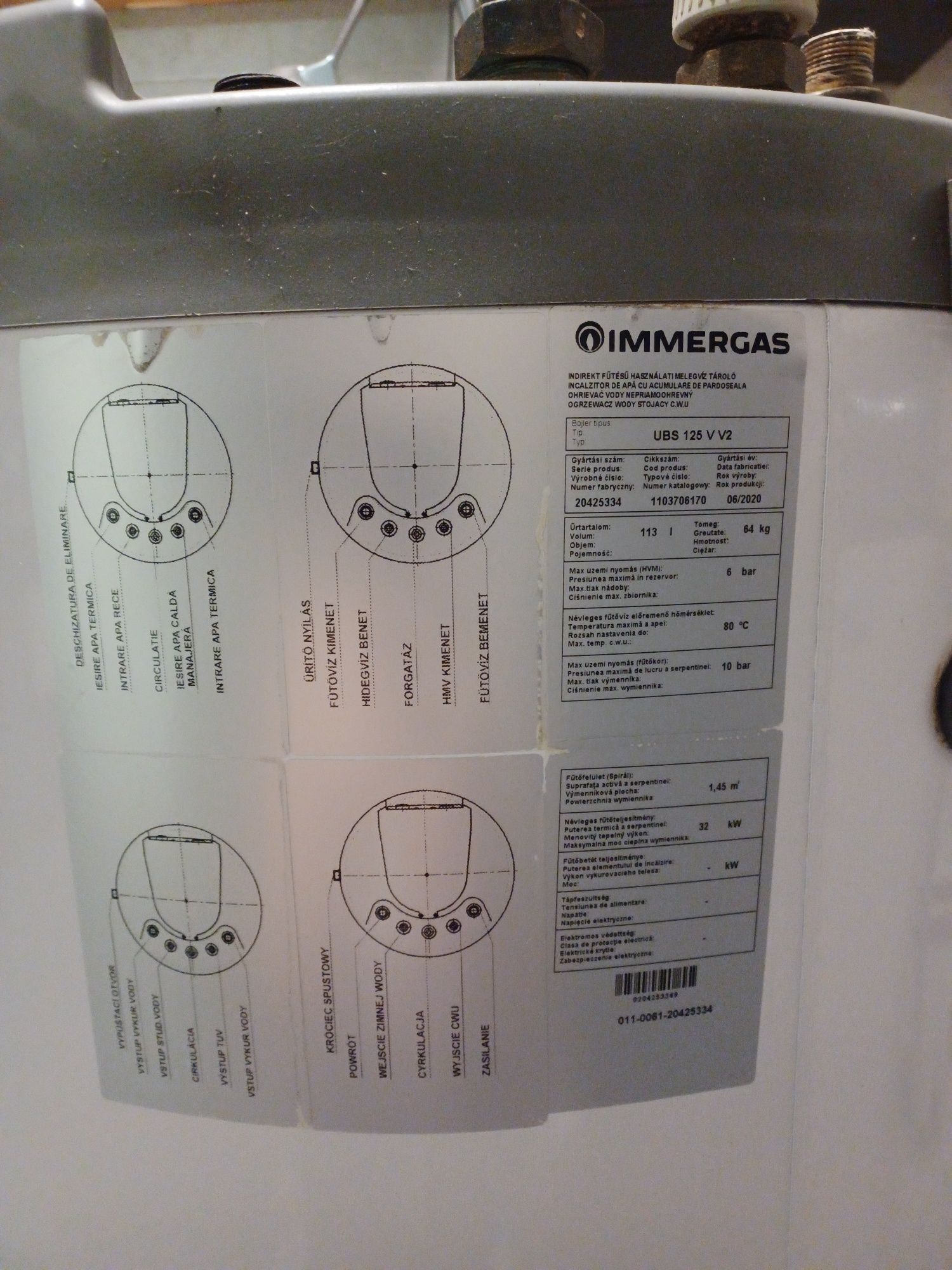 Zbiornik cwu Immergas 125 v2
