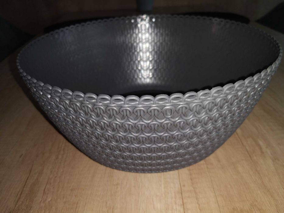 Donica plastikowa duża z wkładem drenażowym szara średnica 30 cm