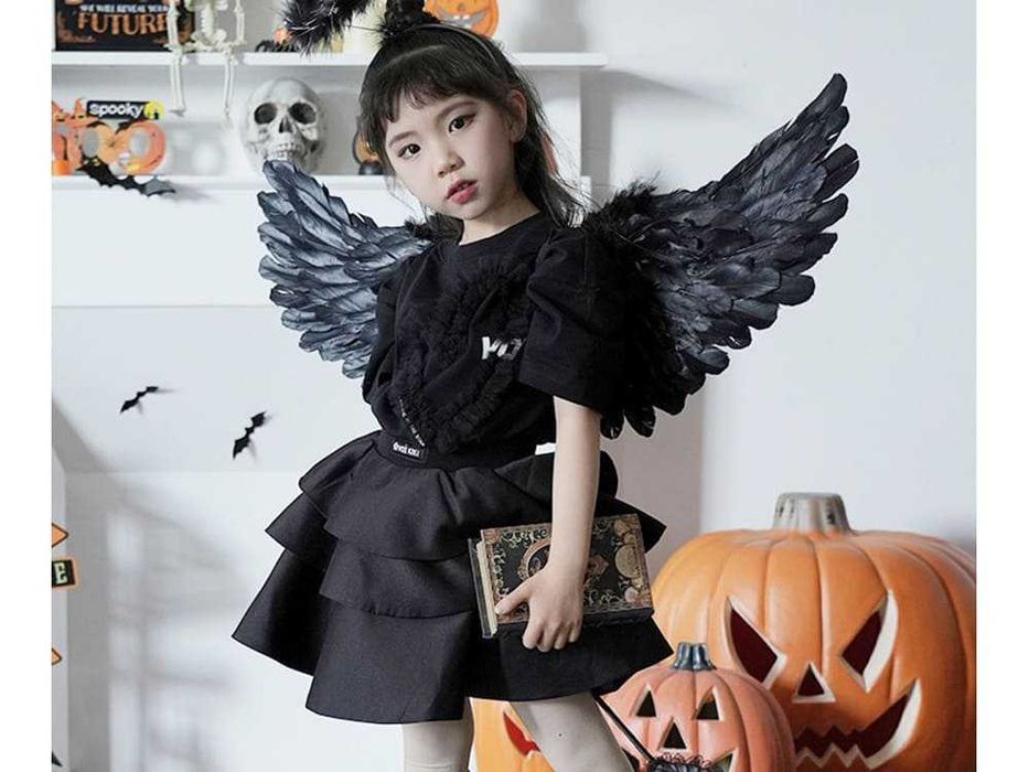 Skrzydła anioła z piór strój bajkowy przebranie na Halloween