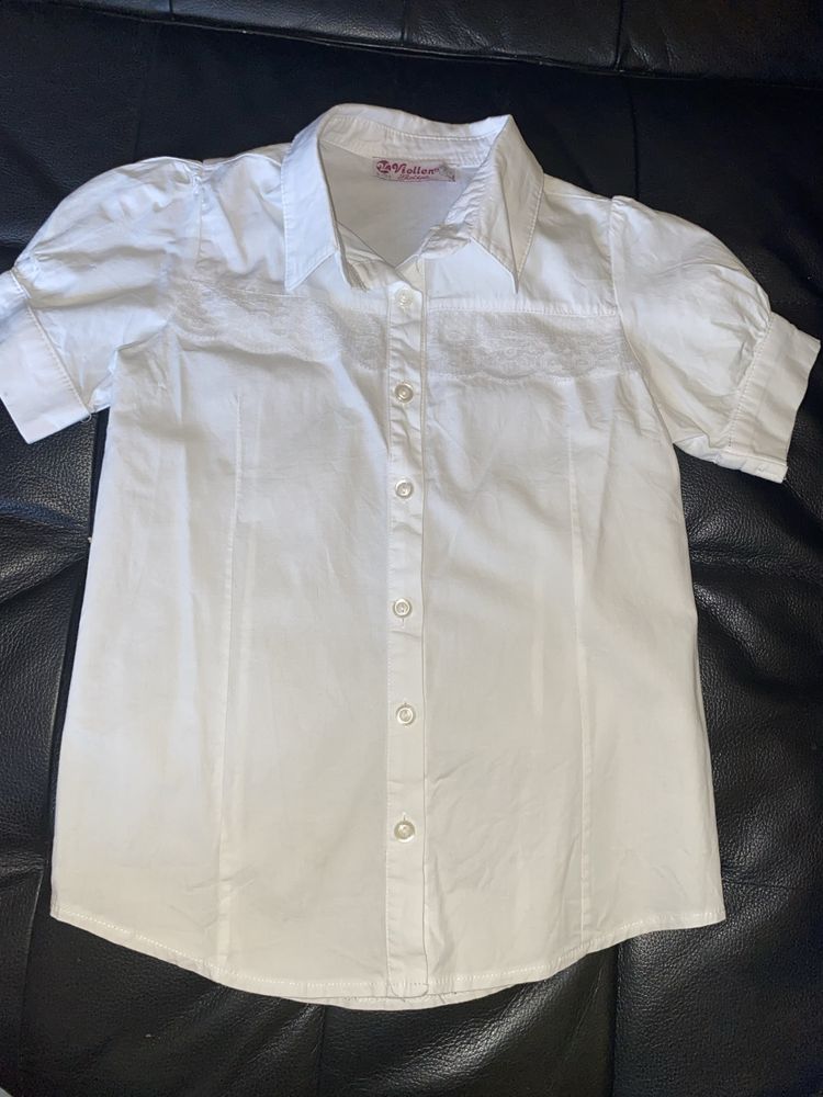 Biała bluzka rozpinana, dziewczęca, Viollen, rozmiar 134