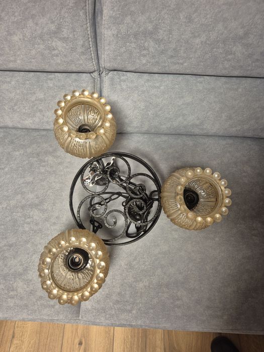 Żyrandol "PRL"  metalowy, 3-punktowy