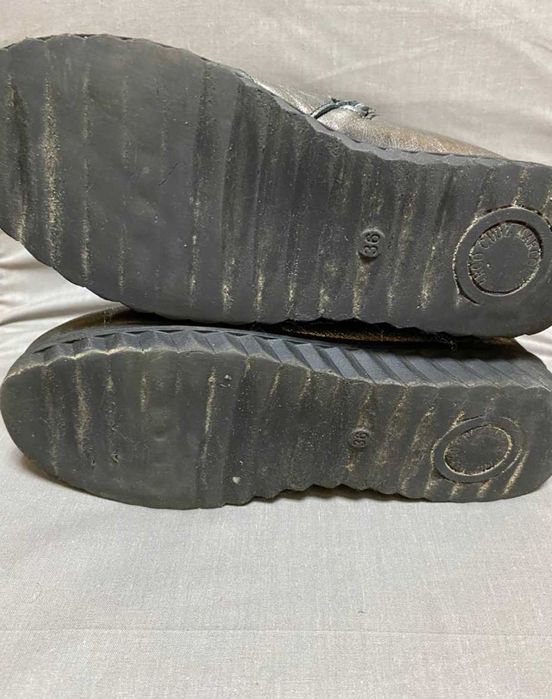 Женские кожаные ботинки ботильоны серебристые 36 р