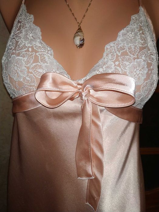 Эротический женский пеньюар нежно розового,персикового цвета 38 р