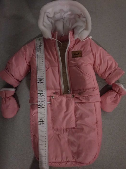 Комбінезон зимовий дитячий 3 в 1, 0_18 місяців. Шапки