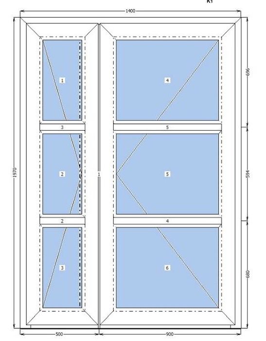 Металопластикові двері подвійні розмір 1400/1970