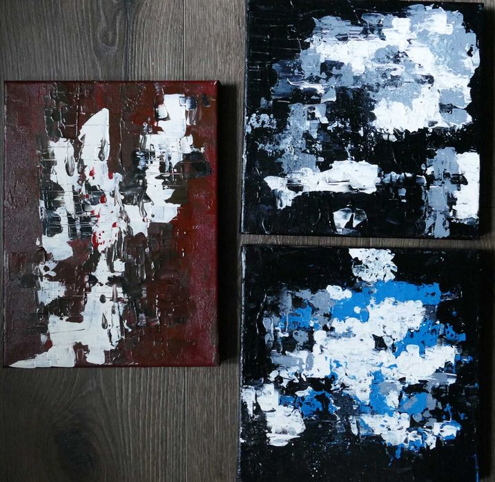 Obrazy abstrakcyjne akryl na płótnie (zestaw 3)