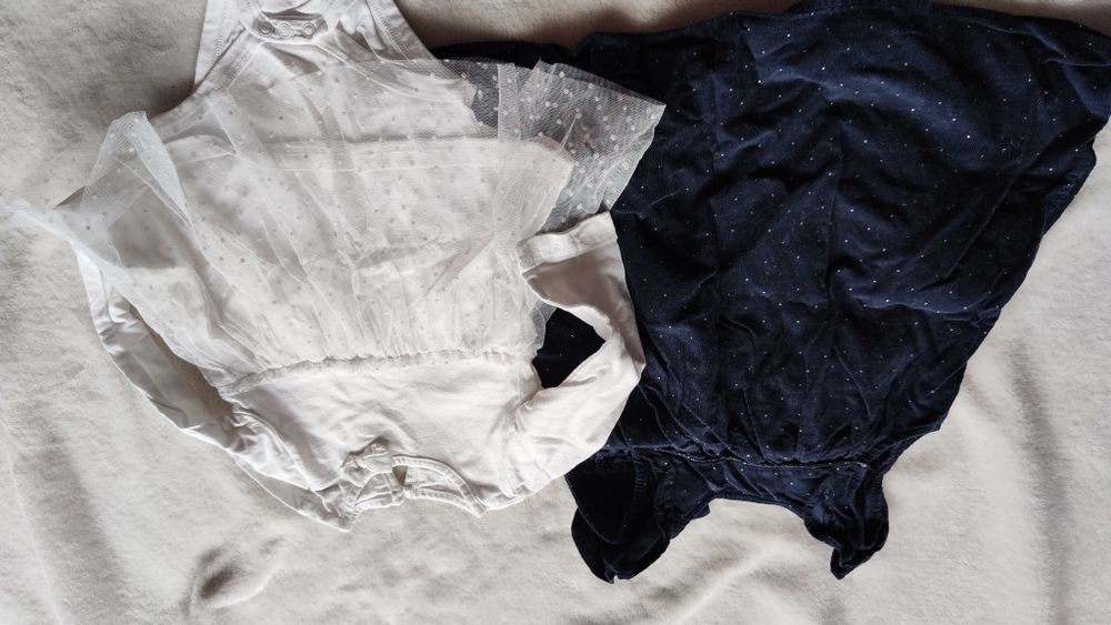 Sukienka dla dziewczynki plus body 74