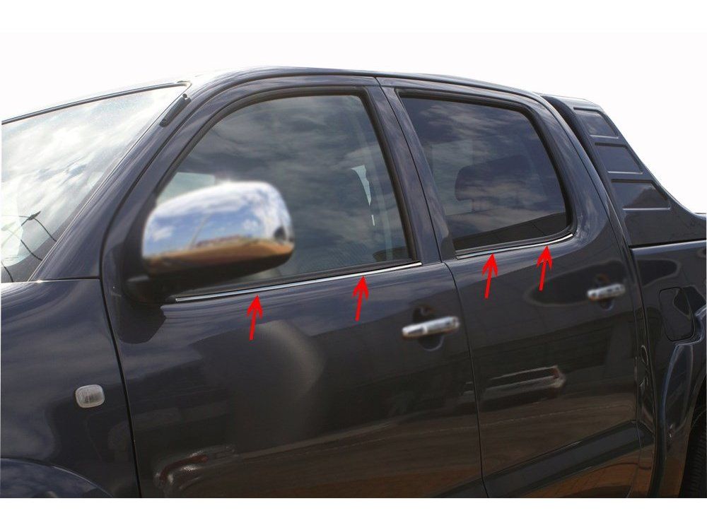 Toyota Hilux 2006-2015 Нижние молдинги стекол, окантовка окон Carmos