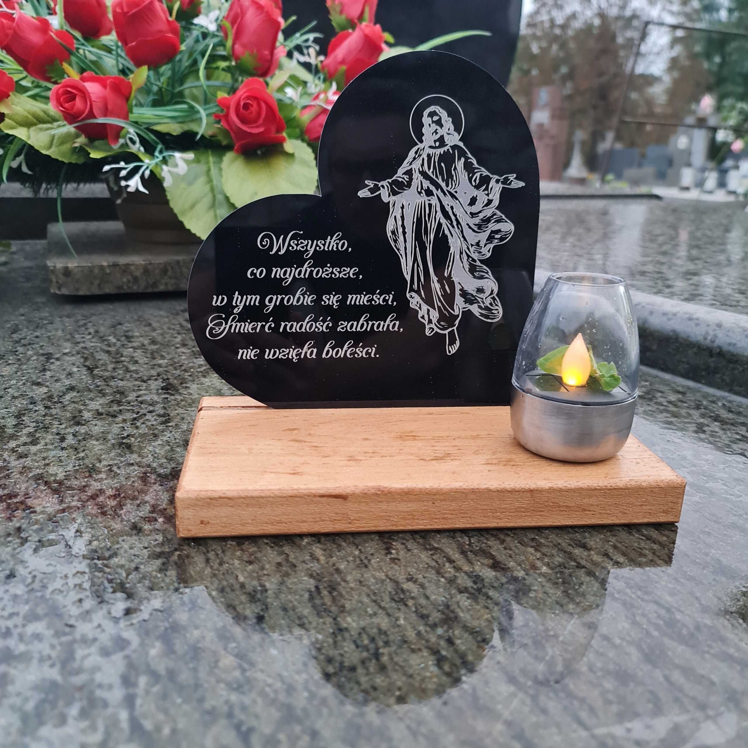 ZNICZ solarny led statuetka na cmentarz grób duża dąb